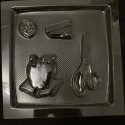 Apple Worm, Scissors, Staple Chocolate Mold